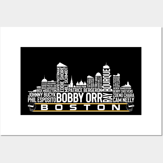 Boston Hockey Team All Time Legends, Boston City Skyline Wall Art by Legend Skyline